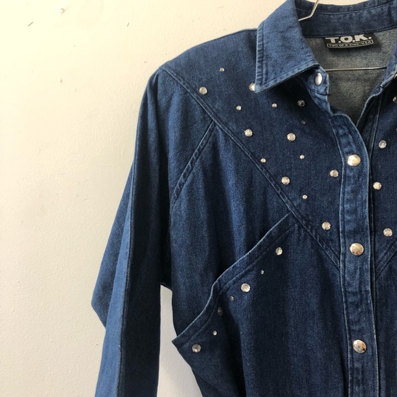 One piece denim dress 80s - Picture 8 of 9